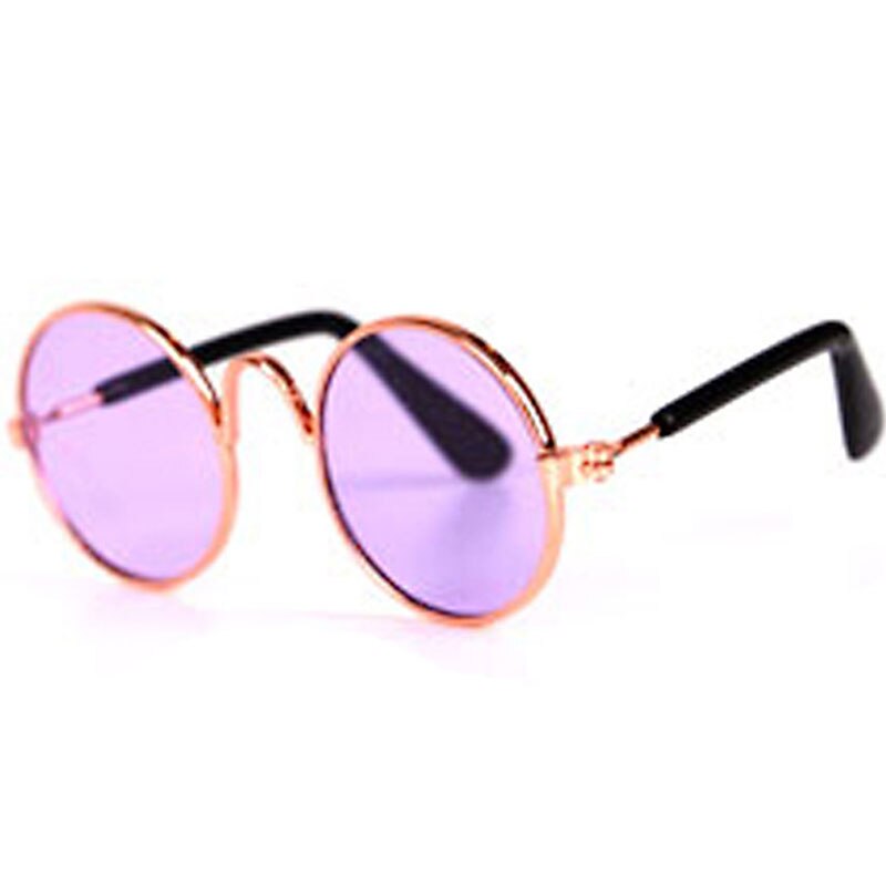 Pet Glasses Lovely Vintage Round Cat Sunglasses Reflection Eye Wear Glasses For Small Dog Cat Pet Photos Props Accessories: Purple