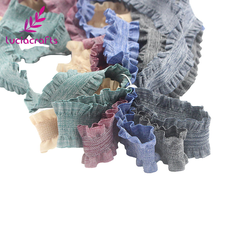 Lote de 2/6 yardas de cinta de cintas elásticas de 25mm, rollo de adorno de encaje, tocado DIY, accesorios de costura para prendas N0602