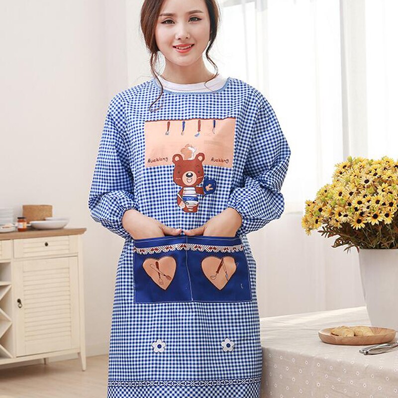 Delantal impermeable de manga larga para adultos, para cocina, a la , para parejas, Baberos para adultos, delantales de lino, accesorios de cocina: blue