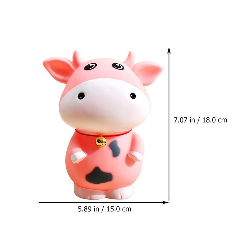 Entzückende Ochse sparen Topf Karikatur Münze Bank Vinyl Geld Topf (Rosa)
