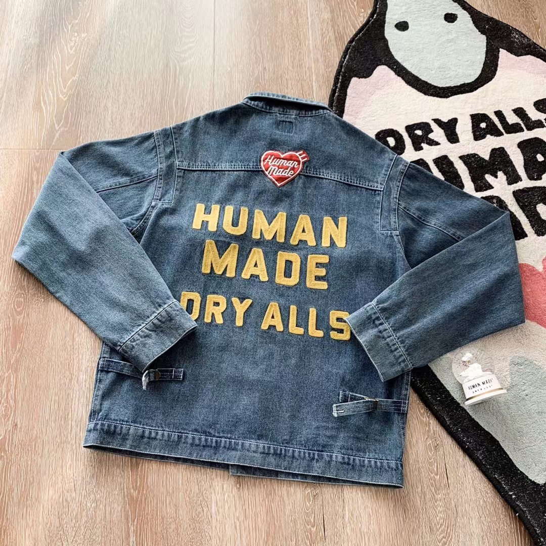 2022ss Human Made Jacket Embroidered Polar Bear Washed Retro Denim Jackets for Men Women: 3 / M