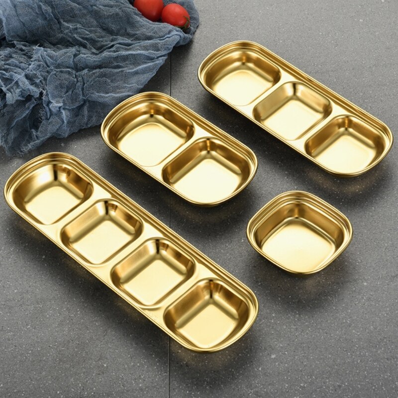 304 aço inoxidável pimenta assada pratos de molho de carne wasabi tigela separada sushi vinagre placas de soja talheres comida tempero bandeja