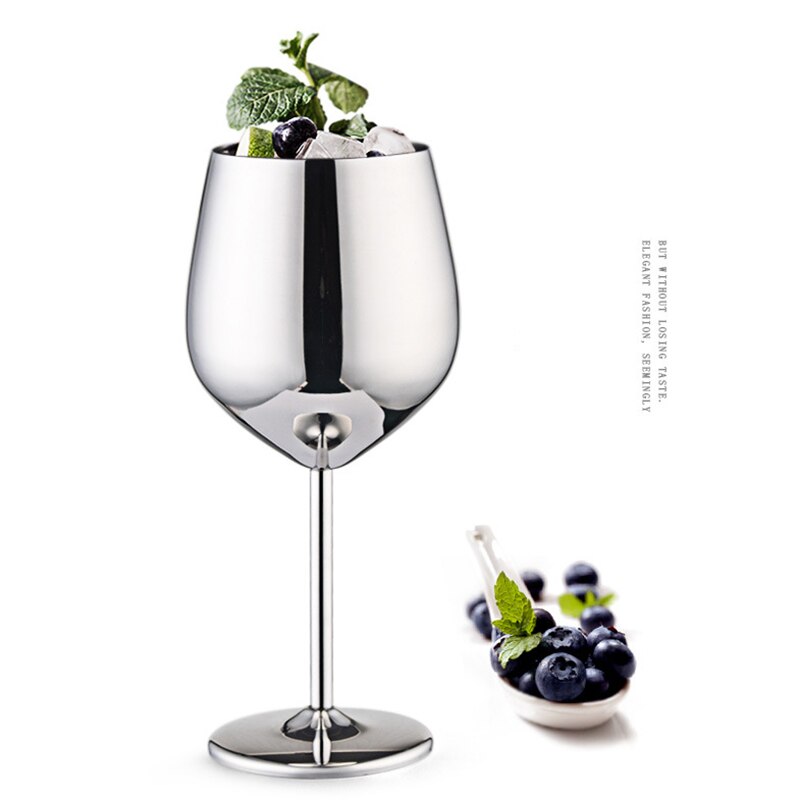 Rustfrit stål bæger rødvin glas-resistent tromle type kobberbelagt vin glas vin fest bar tilbehør: Sølv