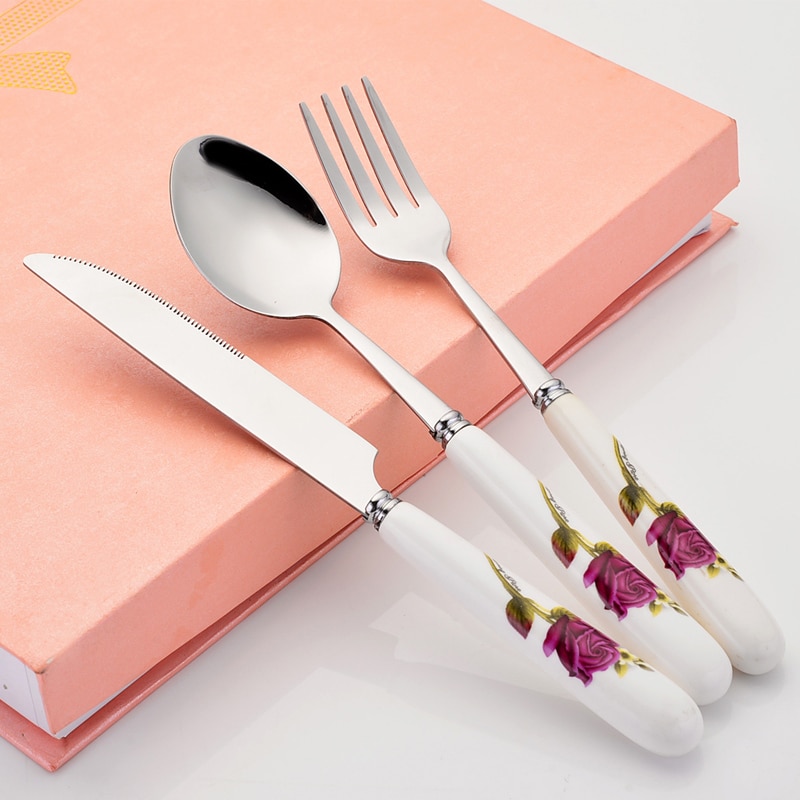 Køkkenknive sæt mad service husholdnings bøf gaffel komplet sæt rustfrit stål bestik gaffel ske kniv boks sæt