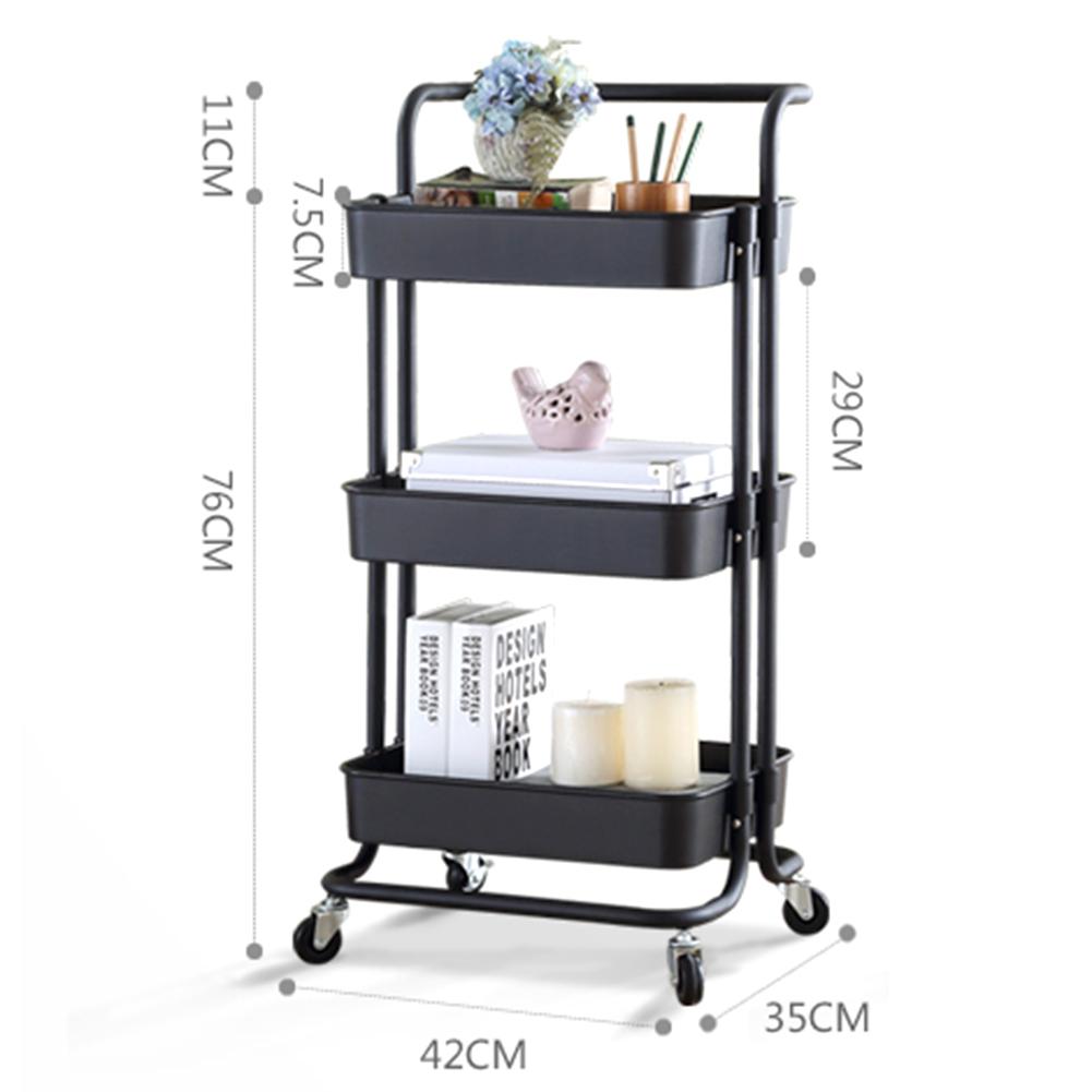 3-layer Storage Organizer Rack ABS Rolling Utility Cart With Roller Wheels Makeup Organizer Movable Kitchen Bathroom Shelf