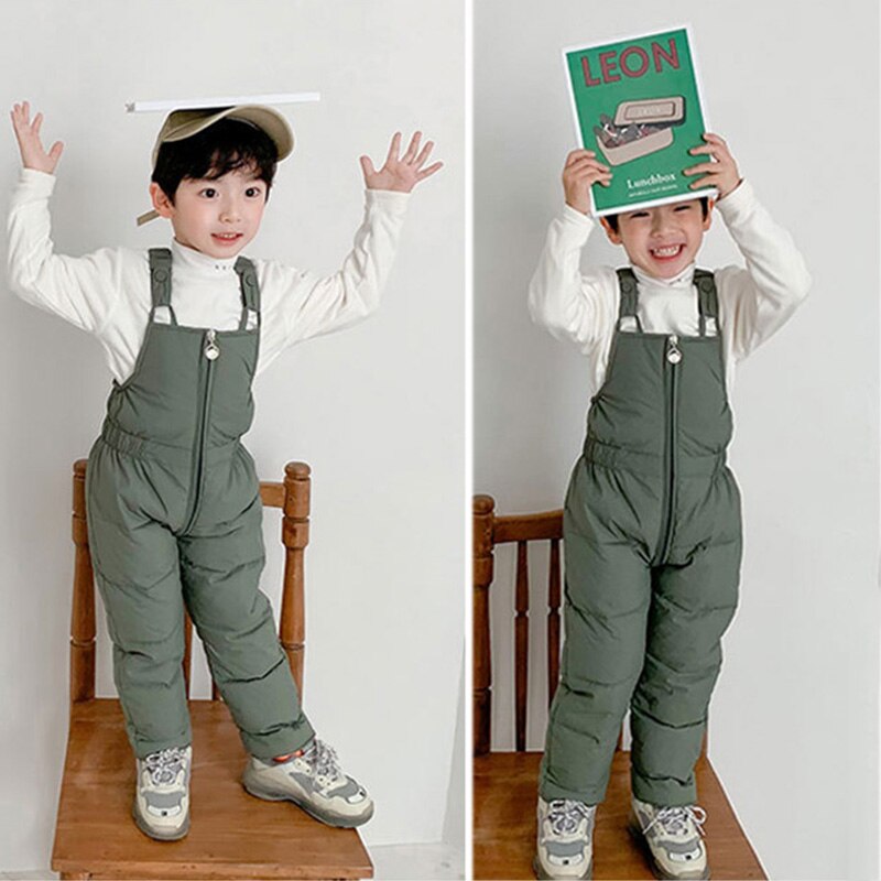 Crianças inverno quente macacão meninas & meninos inverno grosso calças de enchimento de algodão crianças macacão para meninas 1-5 anos crianças macacão