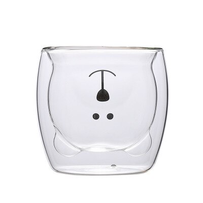 Tazas de Oso de Cristal con aislamiento de doble pared para niños y adultos, taza de café gruesa, 280ml: Transparent Bear