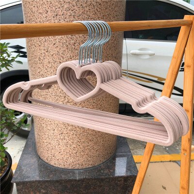 42CM 10/20PCS Cute Hangers Velvet Hangers Heart Clothing Rack Clothes Drying Rack Coat Hanger Hangers for Clothes: Khaki / 42CM 20PCS