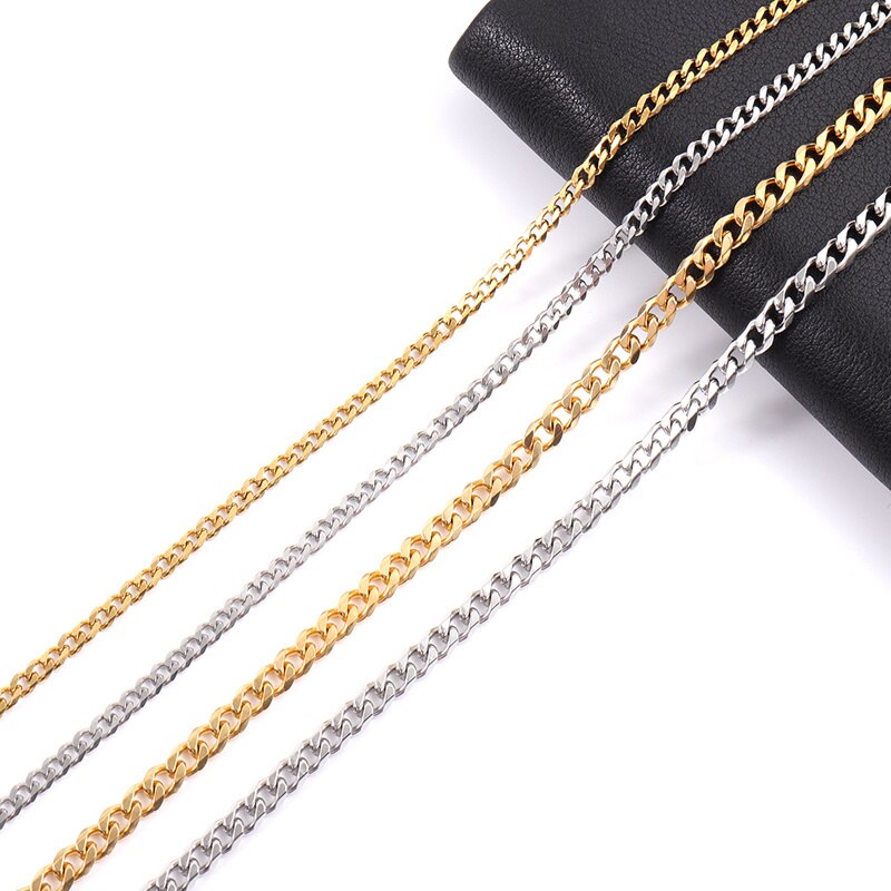 Moda nova cubana colar de corrente feminina temperamento largura 5 &amp; 7mm aço inoxidável gargantilha colar corrente para presente de jóias femininas