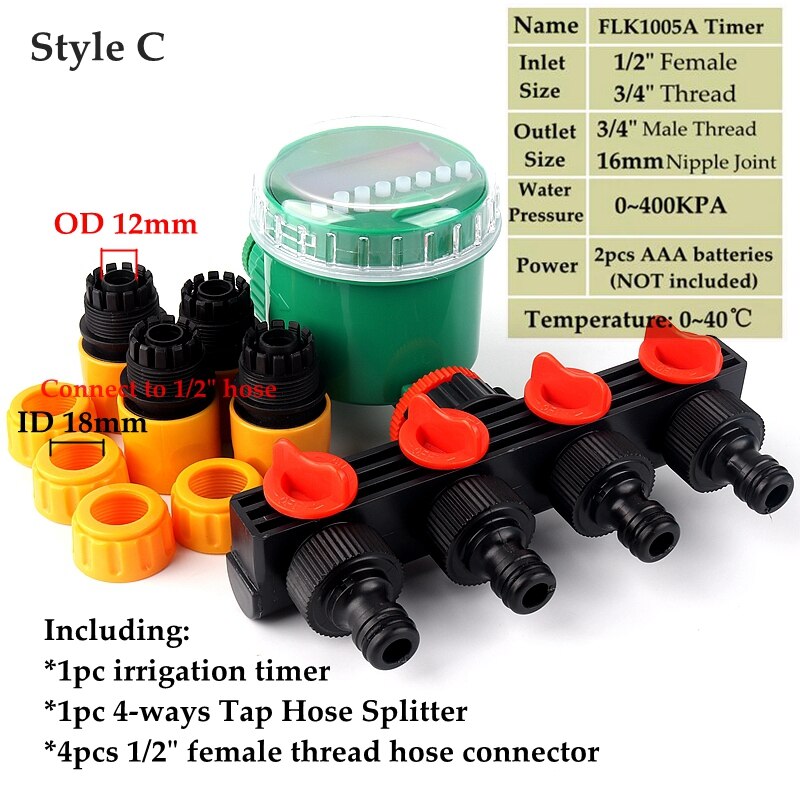 4-Way Irrigation Timer Sets Electronic LCD Display Garden Irrigation Time Controller Water Timer With Fast Connectors