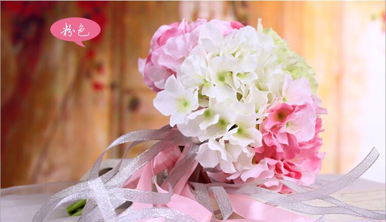 Buque De Noiva Romantic Holding Flowers Laurustinu with Ribbon Bridal Bouquet for Bridesmaids Flower Girl: Pink
