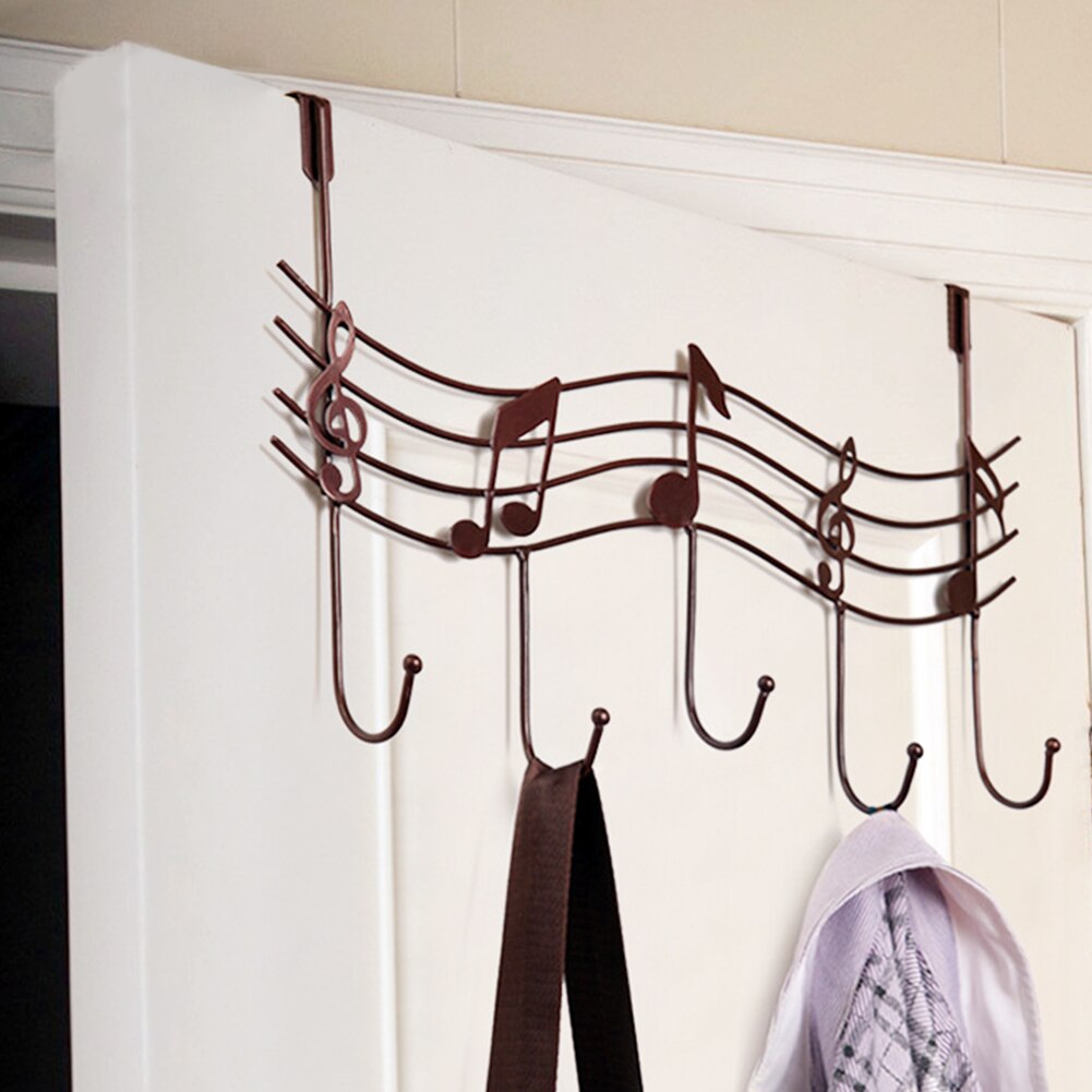 Muzikale Score Deur Hanger, Muzieknoten Metalen Deur Terug Jas Kleding Handdoek Strage Hanger Met 5 Haken
