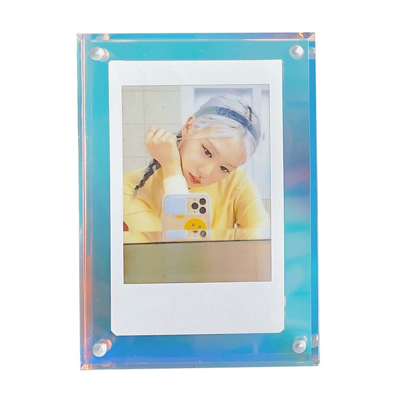 3in Mini Card Collection Photo Protection Holder HD Acrylic Desktop Display Frame Magnetic Album Postcard Souvenir Display Stand