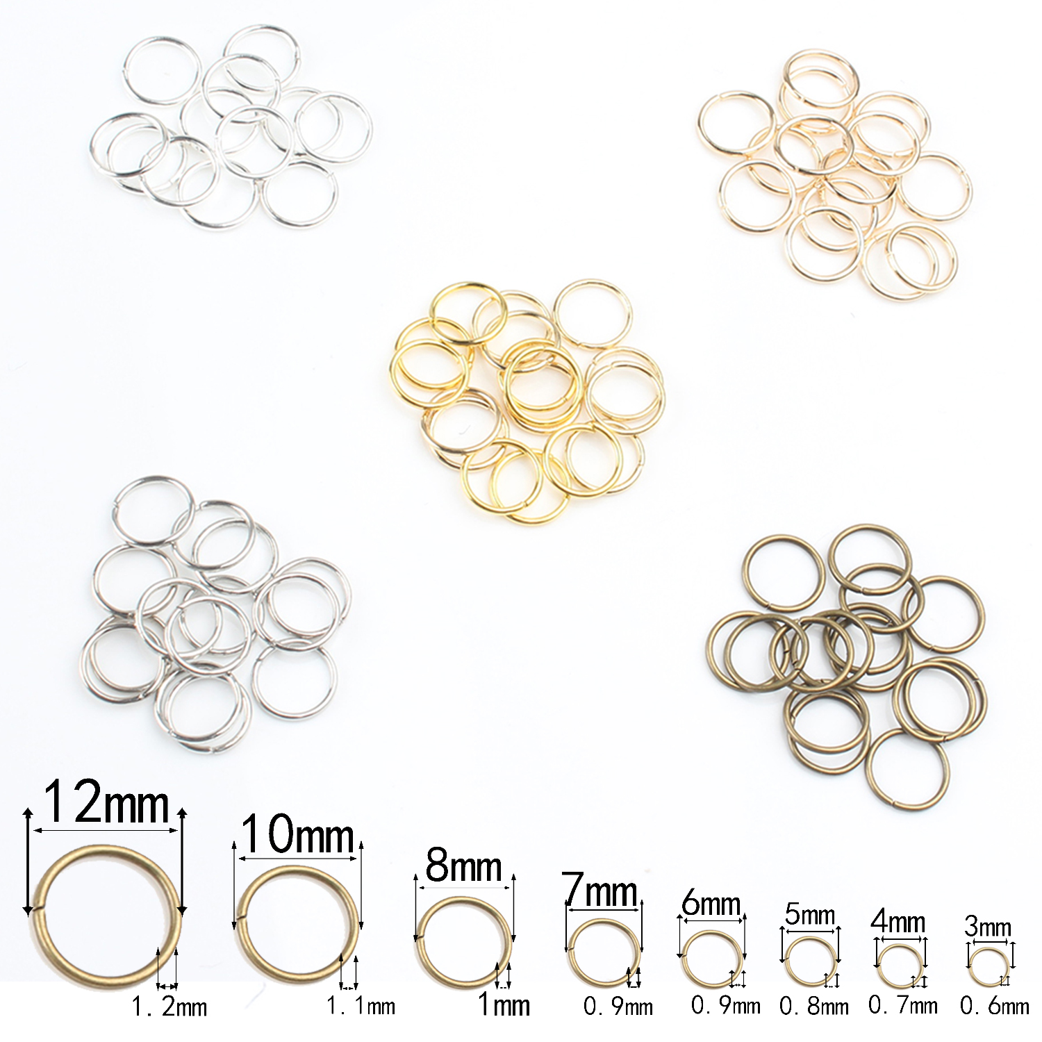 3-12mm Gold Silver Color Loops Open Jump Rings Metal Split Rings Connectors For Diy Jewelry Finding Making Accessories Supplies