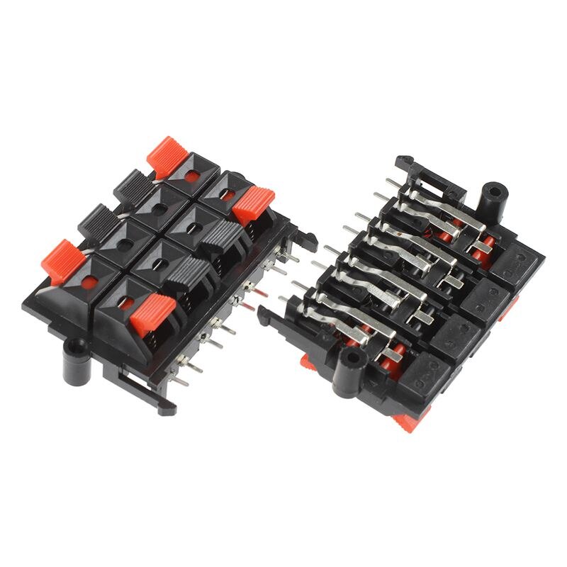 Terminales de altavoz de carga de resorte, Conector de empuje de 8 posiciones, 64x40x20mm, 2 uds.