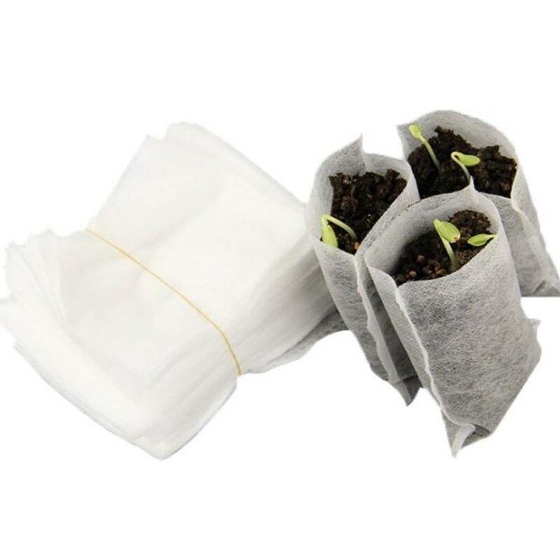 100 stk . 8*10cm non-woven planteskoleposer plantevækstposer frøplantepotter miljøvenlige biologisk nedbrydelige ventilerer voksende planteposer