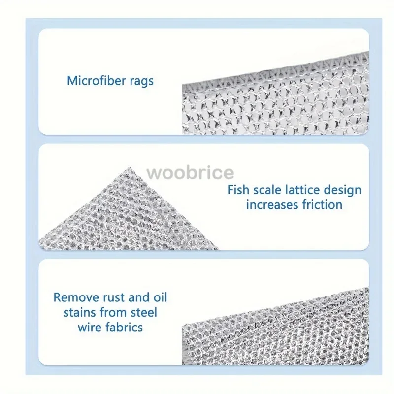 Torchon de cuisine en coton, chiffon de nettoyage en métal, chiffon de nettoyage domestique multifonctionnel en fil anti-rayures, fournitures de cuisine
