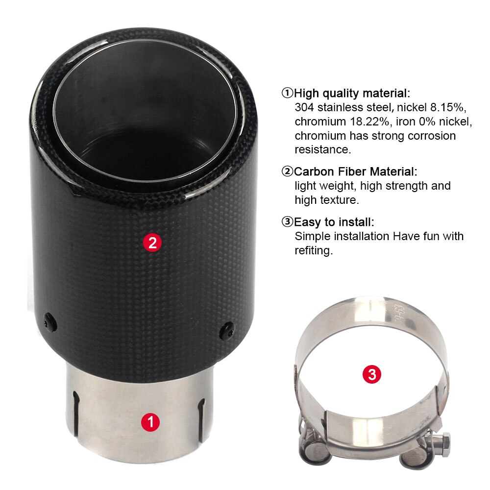 G-Części czarny samochód błyszczący węgiel błonnik walcowanie krawędź stal nierdzewna AK ogon układ wydechowy rury tłumik tylny końcówki uniwersalny