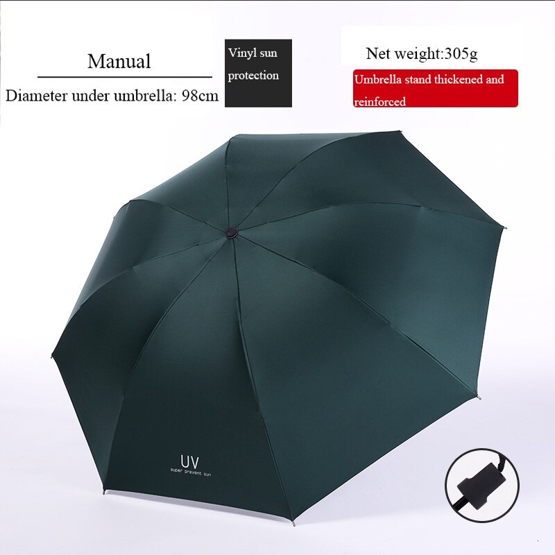 Rosa/blu/nero/blu Marina Militare/verde scuro ombrello soleggiato ombrello da pioggia manuale ombrello pieghevole in vinile ombrelli durevoli convenienti: buio verde