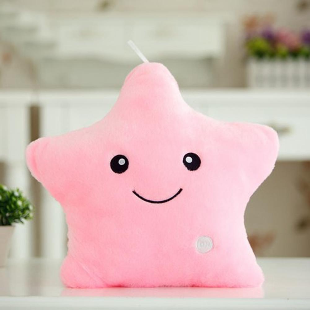 Colorful Star Glow LED Luminous Light Pillow Cushion Soft Relax Pink