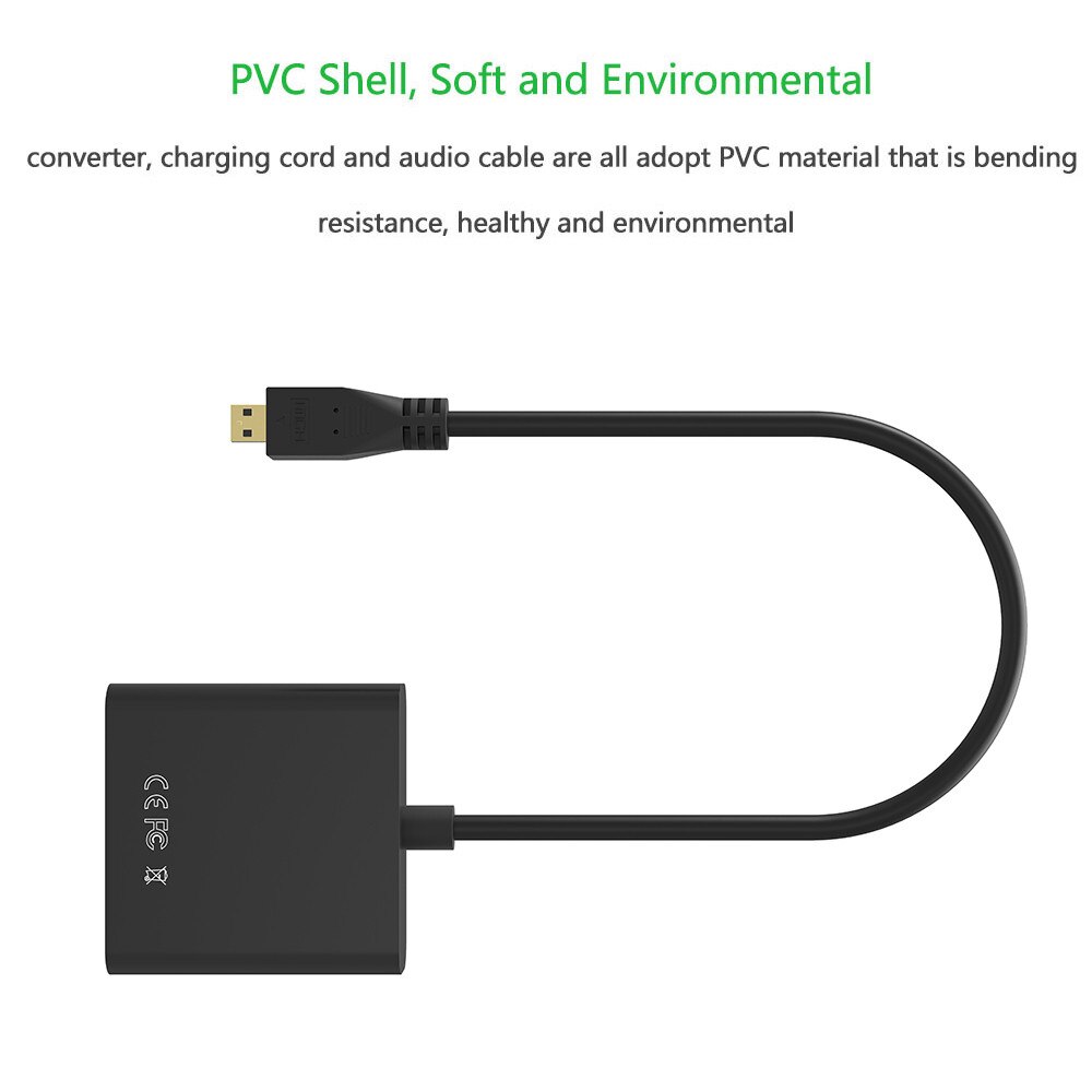 Robotsky 1080P Micro Hdmi Naar Vga Audio Converter Adapter Kabel Man-vrouw Voor Hd Hdtv Pc Laptop Xbox PS3 PS4 Camera Tablet