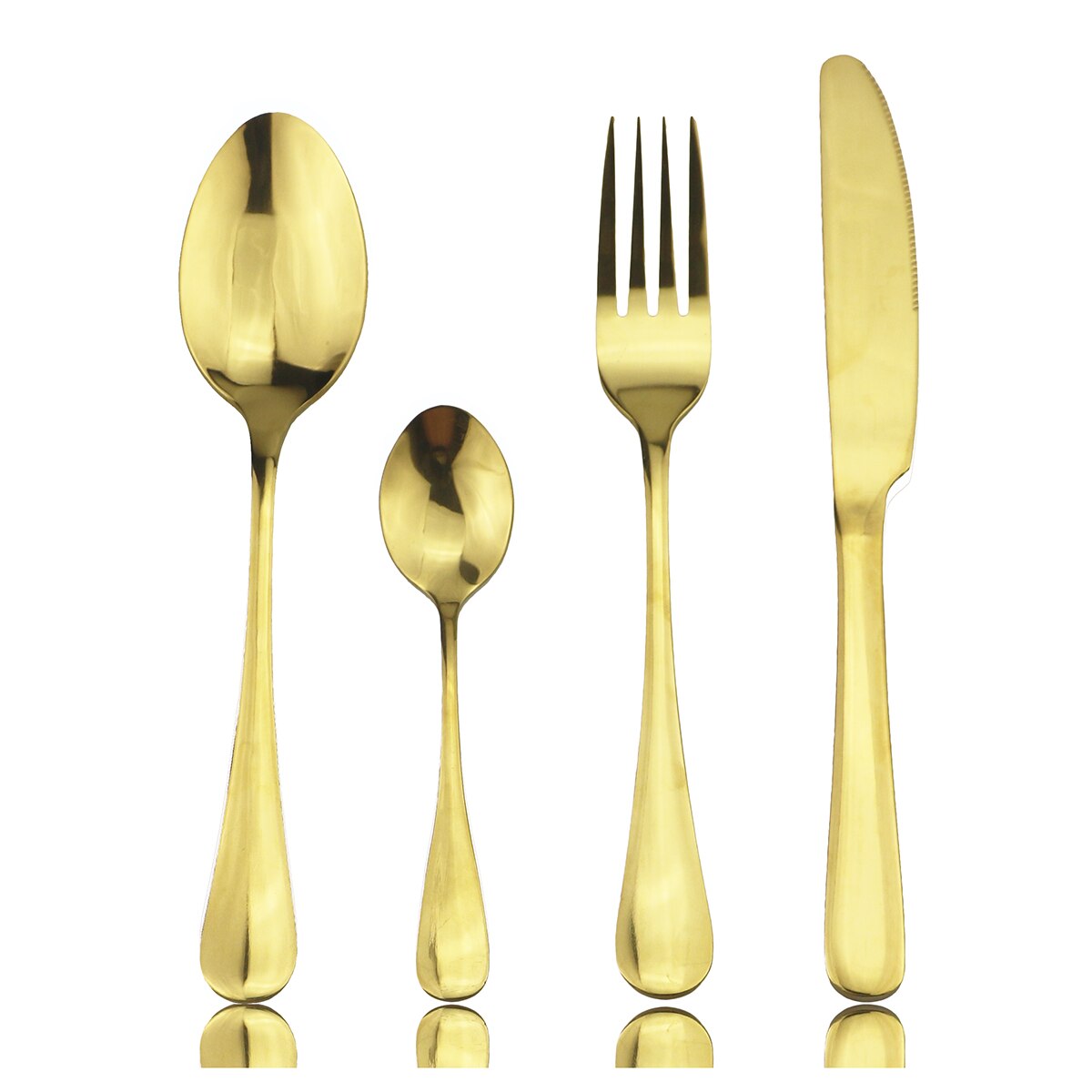 Juego de cubiertos de cobre de acero inoxidable, Set de Cubiertos plateados, tenedor, cuchillo, cuchara, para boda, , 4 unids/set: 4pcs Gold