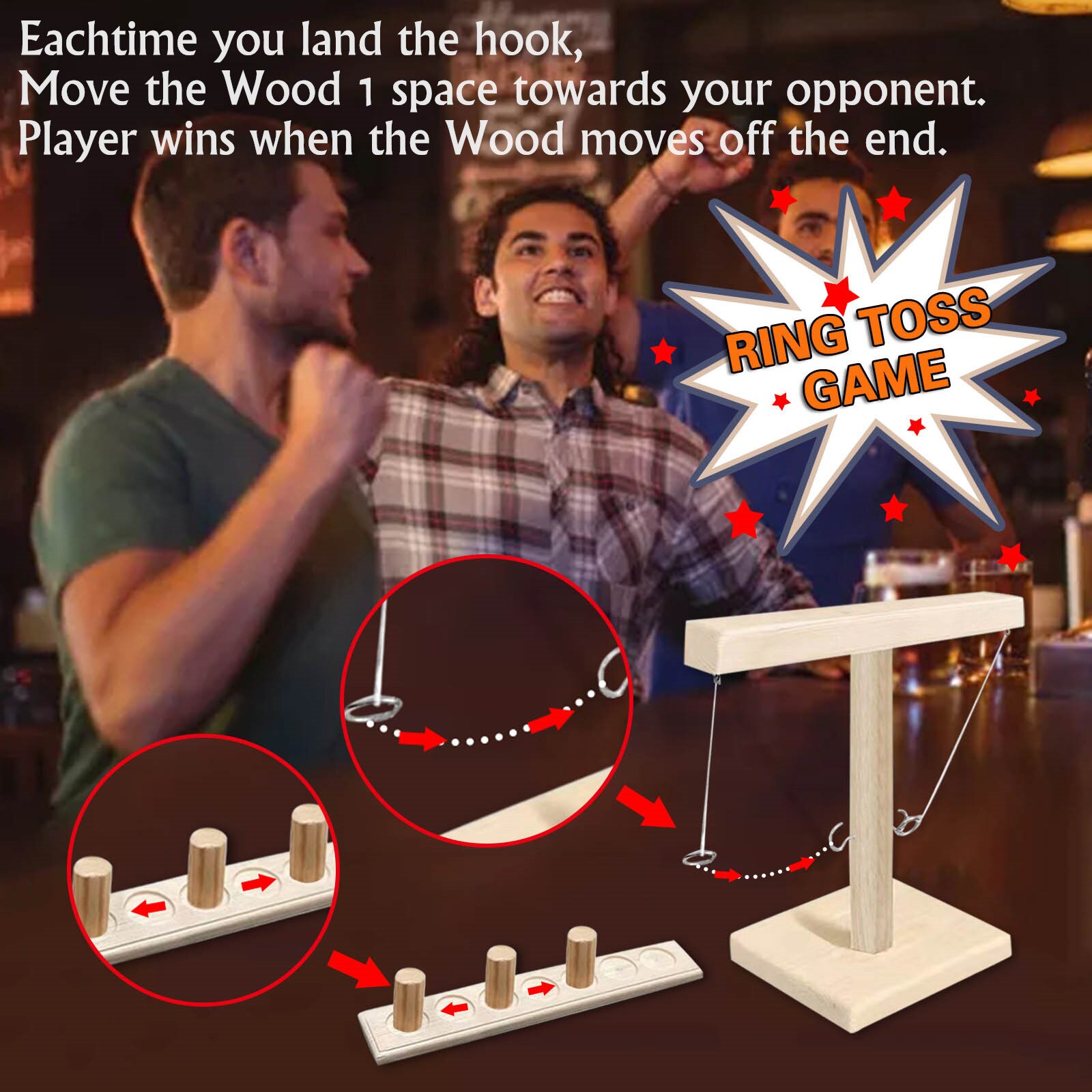 Partij Speelgoed Leisure Stijl Bar Drink Shop Handgemaakte Houten Ring Toss Haken Snelle Interactief Spel Voor Bars Thuis Игрушки