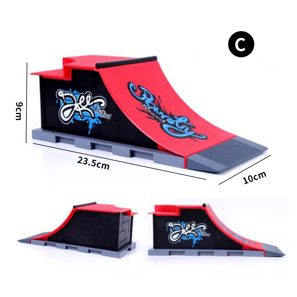Finger Skateboard Set - Mini Park Ramp Track - ABS Plastic - 28x11x18cm - Removable Deck: C