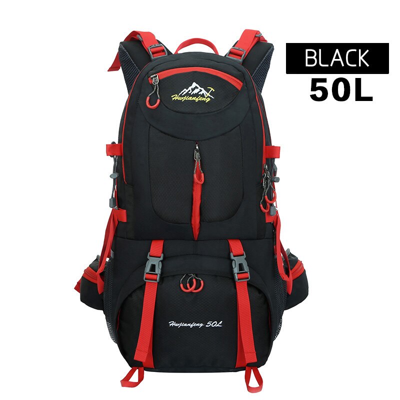 40l \ 50l \ 60 l utendørs turbag stor kapasitet klatreposer jakt bag reise camping tur ryggsekk sports ryggsekk: Svart 50l