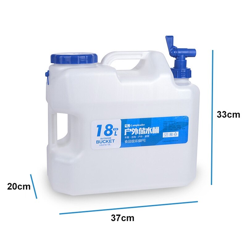 Desert&amp;Fox Outdoor Water Container 4 Sizes Large Capacity Camping Bucket Sturdy Odorless Household Driving Water Bucket with Tap: 18L