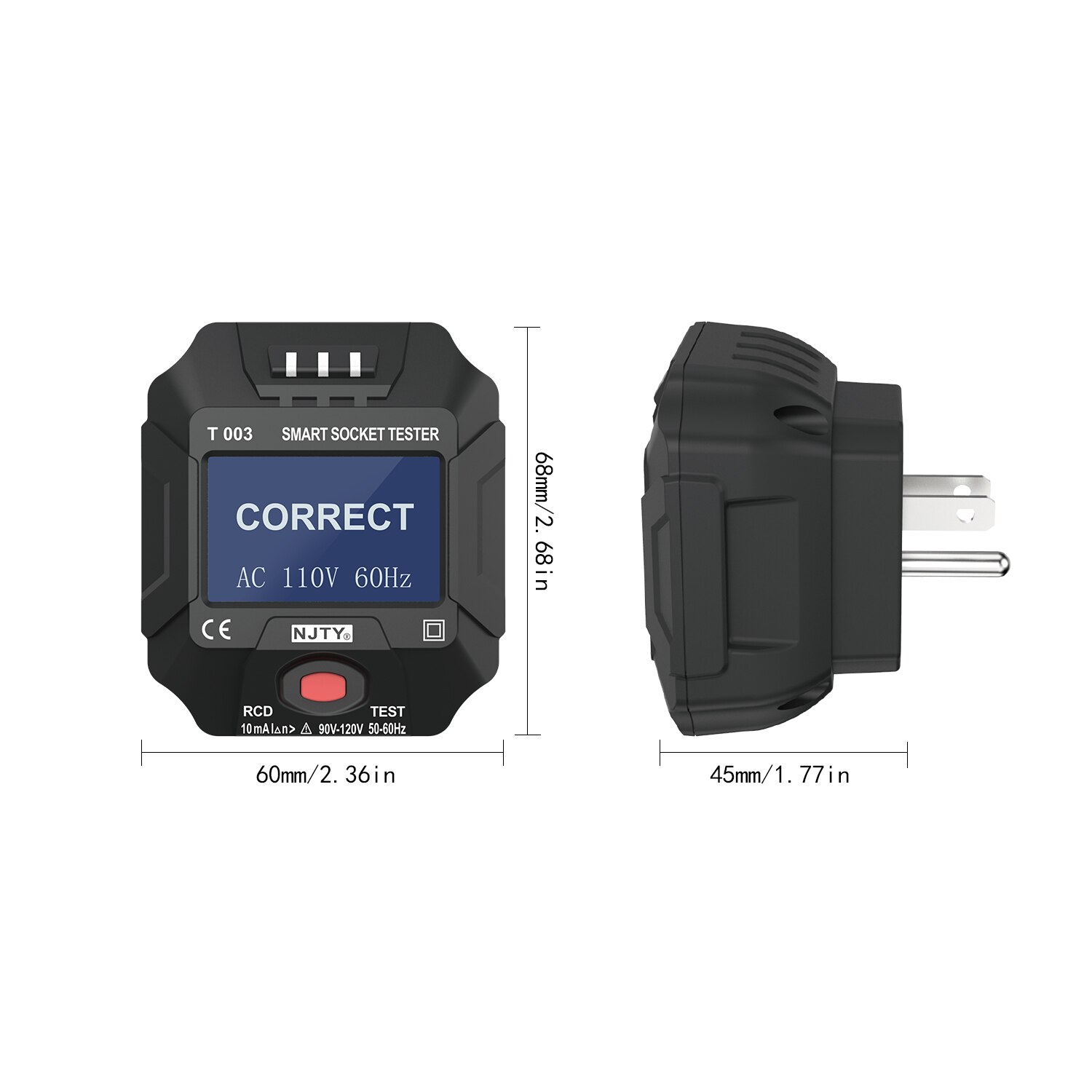 NJTY 90~120V US Plug Socket Outlet Tester Smart Socket Tester Wall Plug Breaker Finder Leakage Test for Home Appliance Testing