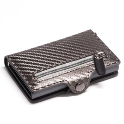 Minimalistische Aluminium Wallet Credit Card Houders Rfid Blocking Slim Carbon Fiber Lederen Portefeuilles Metalen Card Case Coin Pocket Purse: gray