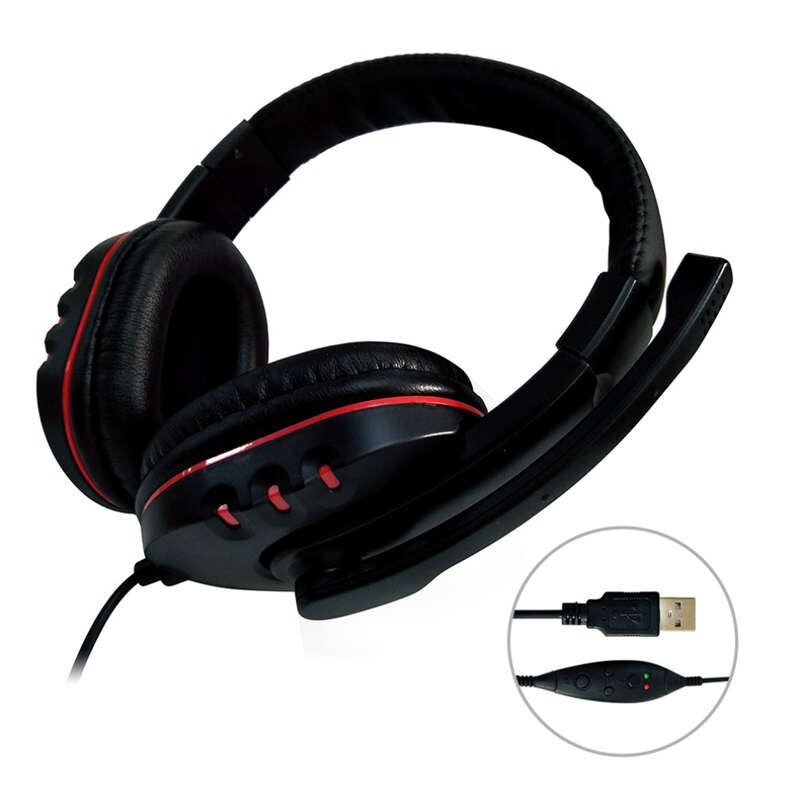Usb Wired Gaming Earphone Adjustable Volume Control Headphone Stereo Sound Noise Canceling Headset With Microphone