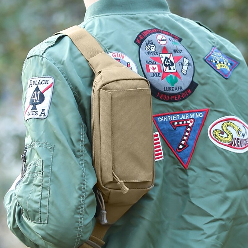 Vintage heuptas voor heren, borst-schoudertas met 3 zakken, nylon mini-tas, multifunctionele heuptas, schooltas