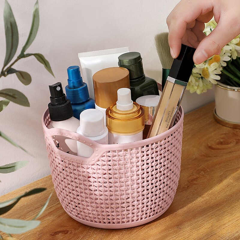 Hollow Portable Storage Basket Home Desktop Storage Basket Plastic Woven Basket For Home Decor корзина для бани
