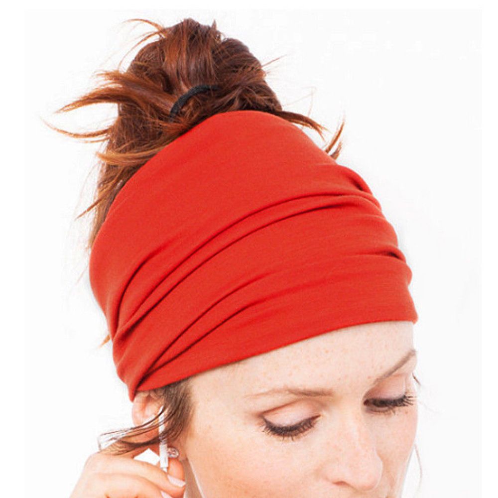 1 Pc Breed Effen Kleur Katoen Hoofdband Voor Vrouwen Lady Plain Stof Yoga Sport Elastische Hoofdband Tulband Head Wrap bandana