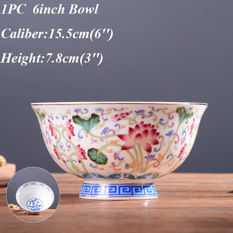 4/5/6inch Chinese Enamel Color Ceramic Tableware Household Soup Rice Bowl Ramen Bowls Kitchen Utensils Porcelain Dinnerware: C(6inch Bowl)