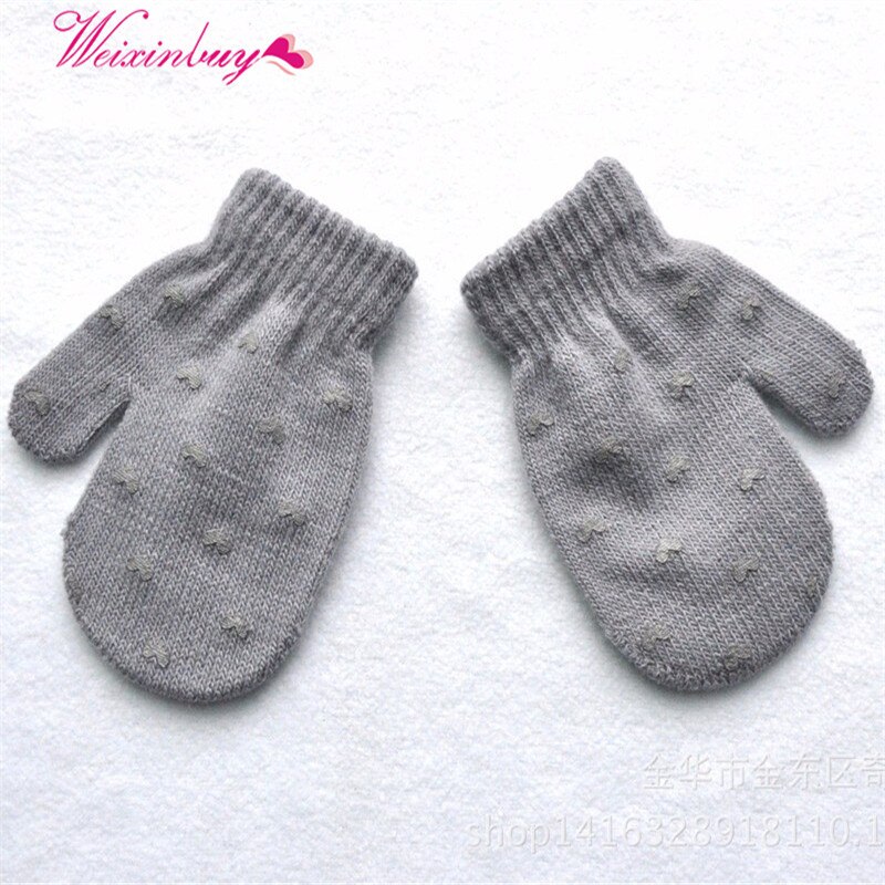 Winter Handschoenen Jongens Meisjes Kinderen Warm Gebreide Golves Kids Volledige Vinger Handschoenen Leuke Sterren Hart Print Solid lage prijs