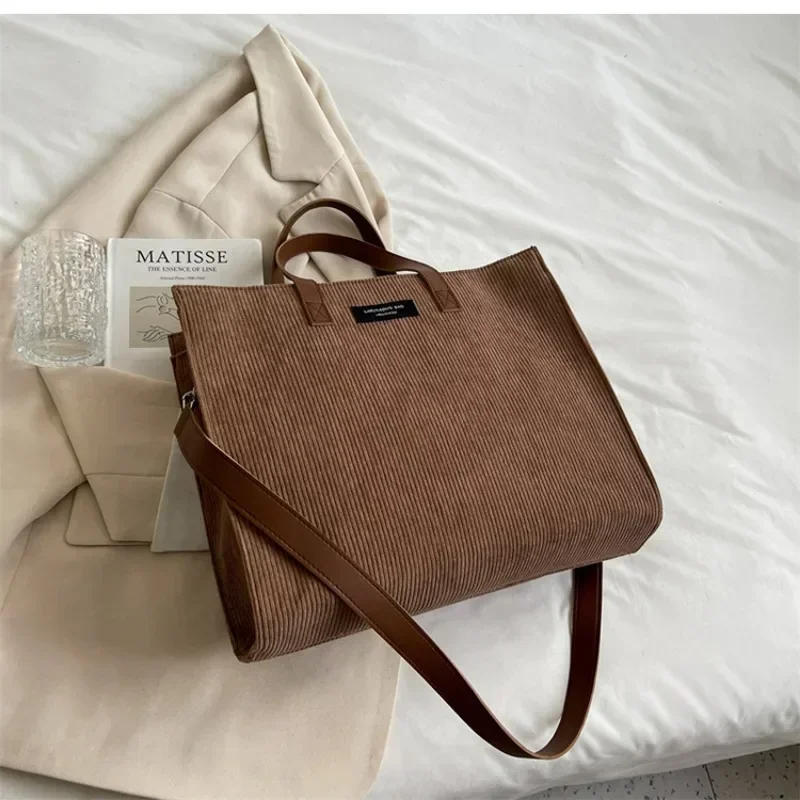 Bolsos de pana para mujer, bandoleras Vintage, bolso cruzado para compras: Negro