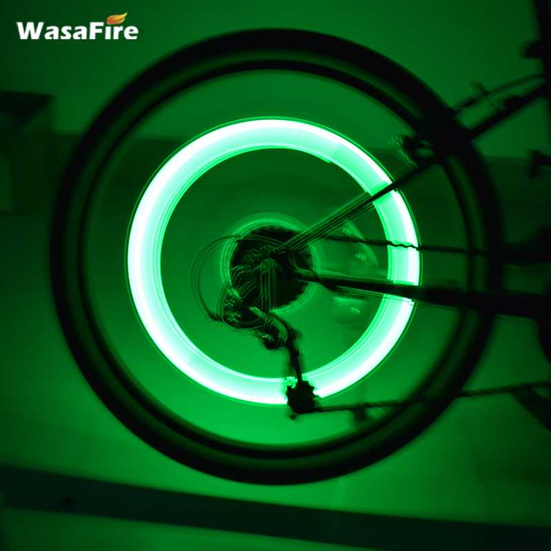 2Pcs Fiets Ventiel Verlichting Fietsen Wiel Caps Led Lantaarn Fiets Spaken Lamp Fiets Accessoires Kleur Blauw Groen Roze geel