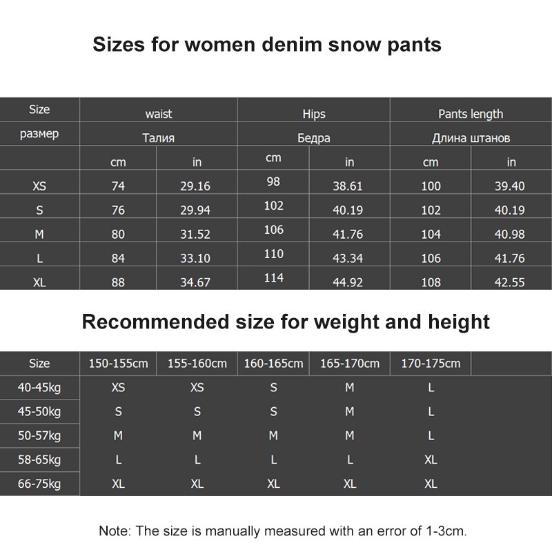 Kvinder ski bukser vindtæt vandtæt tykkere varme snowboard jeans kvindelige udendørs sports ski snescooter vinterbukser