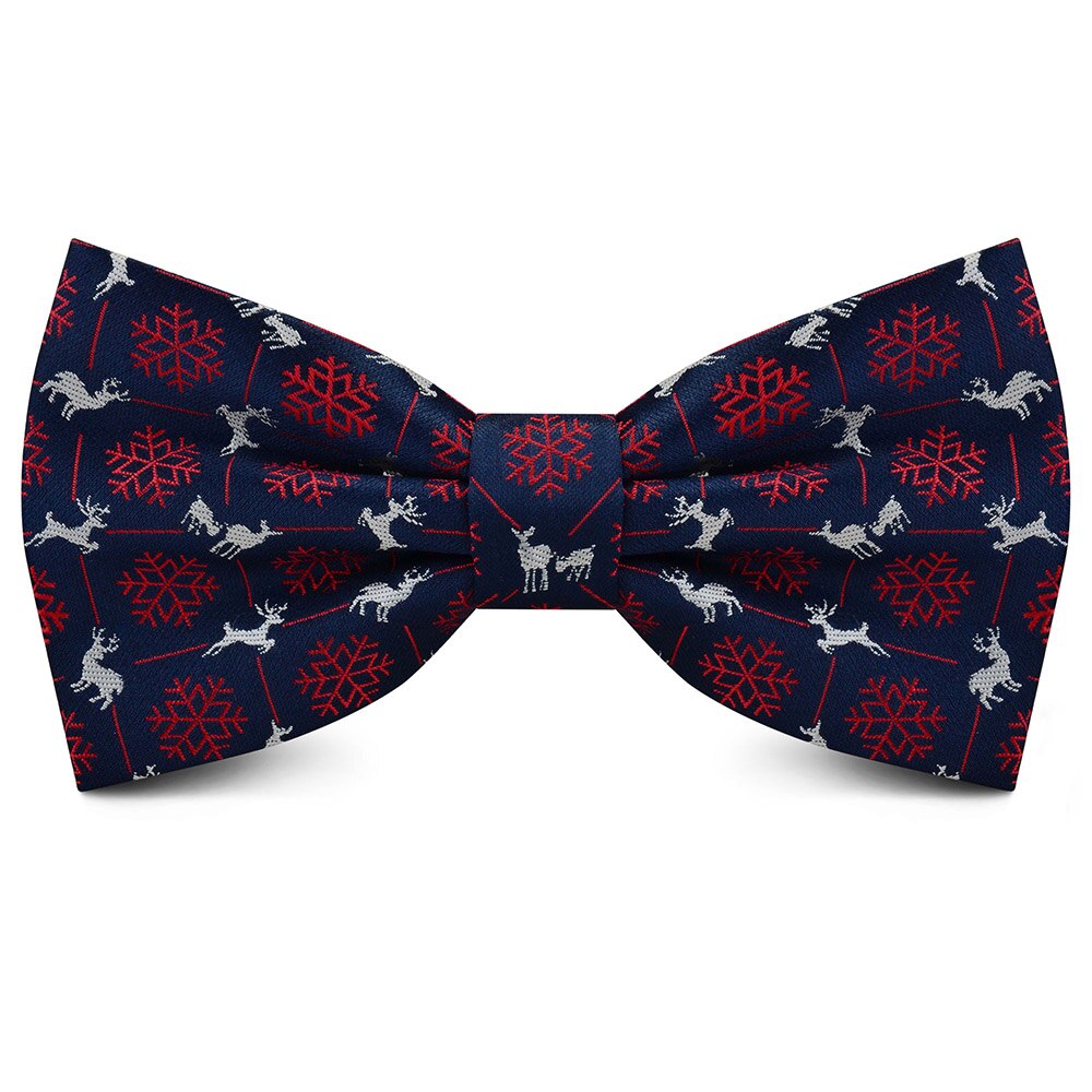 GUSLESON Double Fold Men's Christmas Bow ties Festival Theme Bowties Pre-Tied Neckwear Snow Tree Pattern Novelty Bow Tie