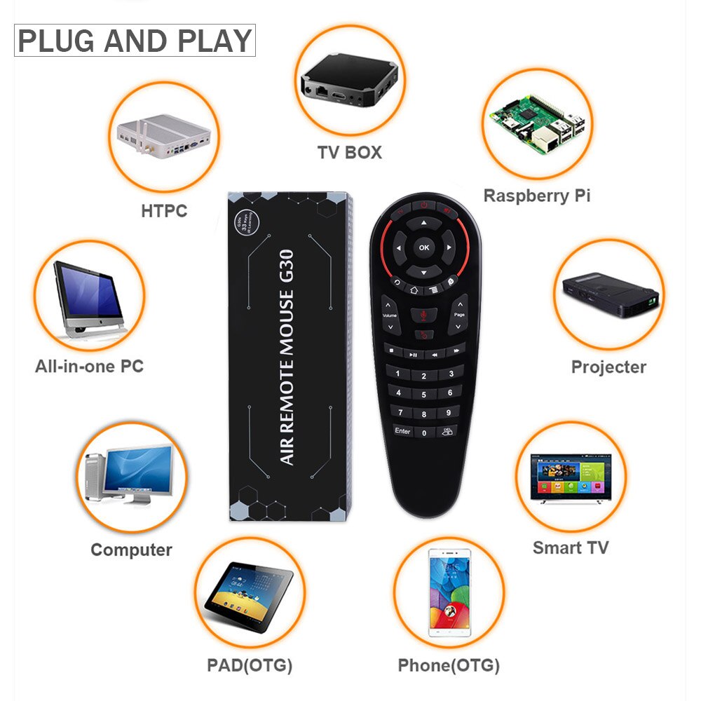 Mecool G30 S 33 keys IR learning remote control 2.4g air mouse wireless voice air mouse Gyro Sensing Smart remote to Game tv box