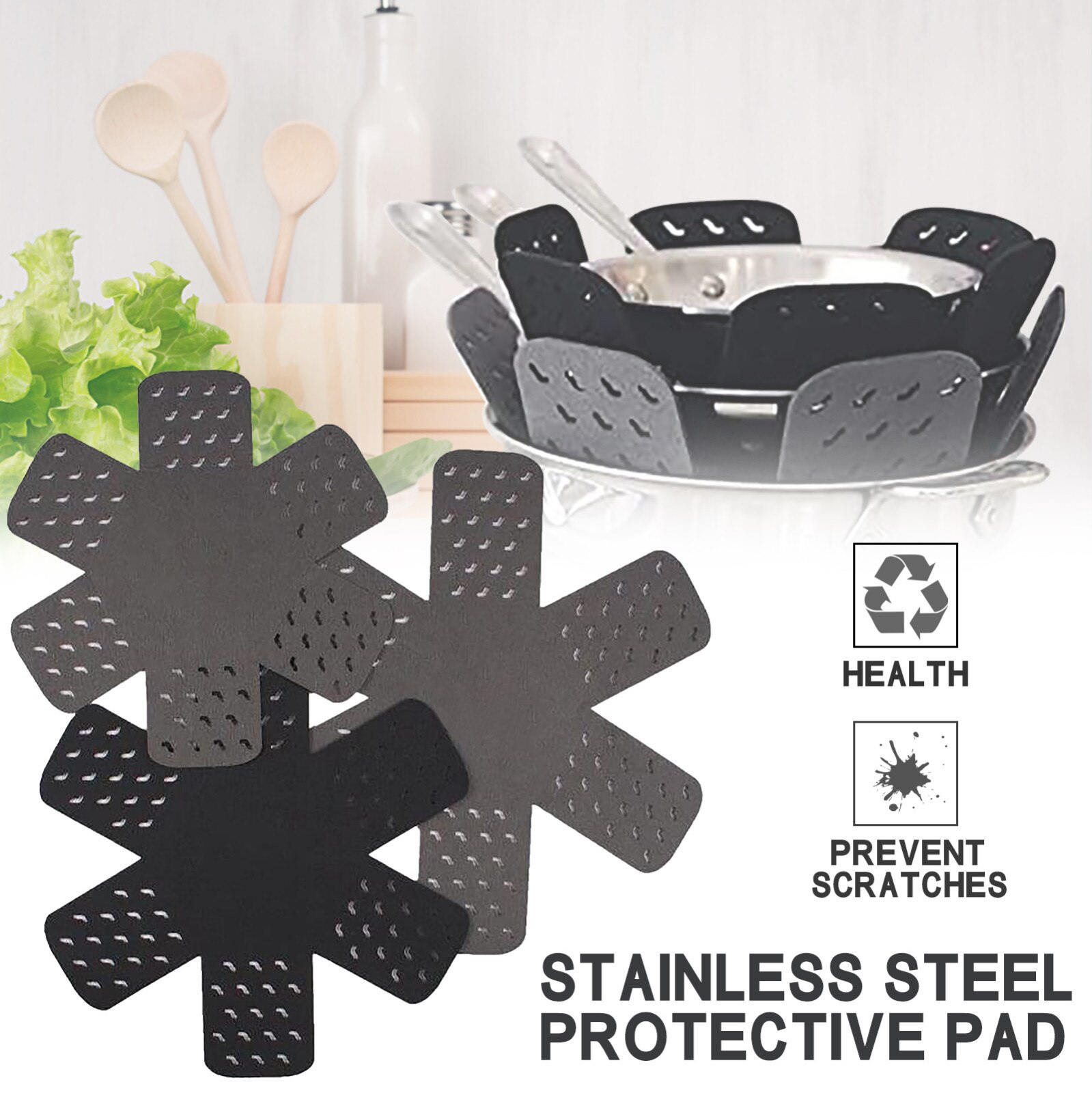 Potten En Pannen Protectors Set Van 3 En 3 Verschillende Grootte Groene Pot Verdelers Pad