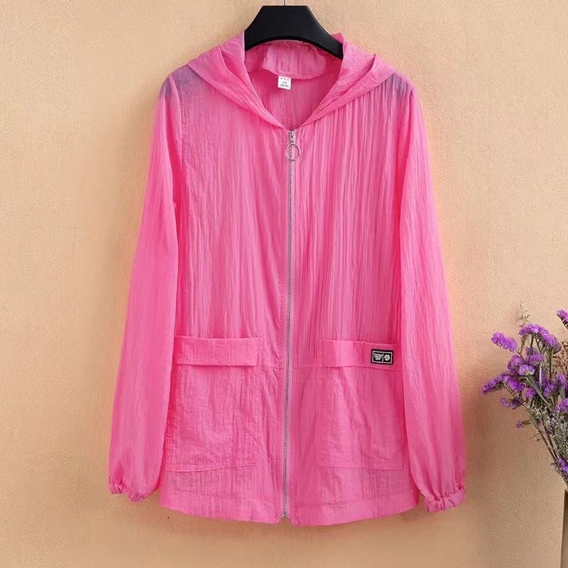 Summer Women Hooded Beach UV Jacket Female Long Sleeve Sun Protection Clothing Windbreaker Ladies Casual Thin Top: L / Beige