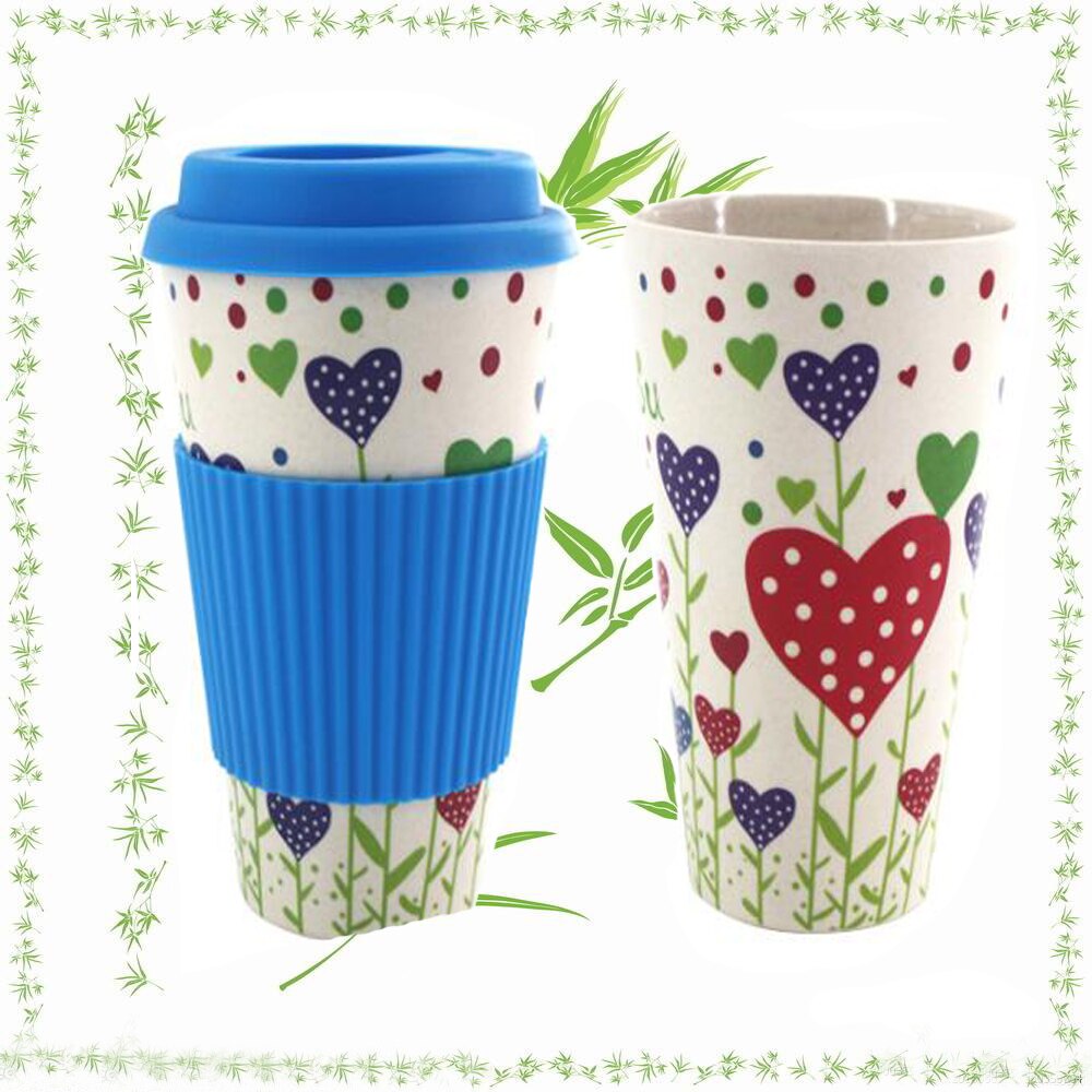 Tazas de 400ml reutilizables de fibra de bambú tazas de café aislamiento viaje taza para beber