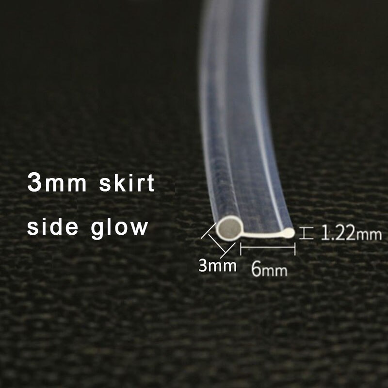 5mx nederdel side glød 2mm 3mm diameter plast pmma fiberoptisk kabel til dekorativ belysning i bilen: 3mm nederdel sideglød