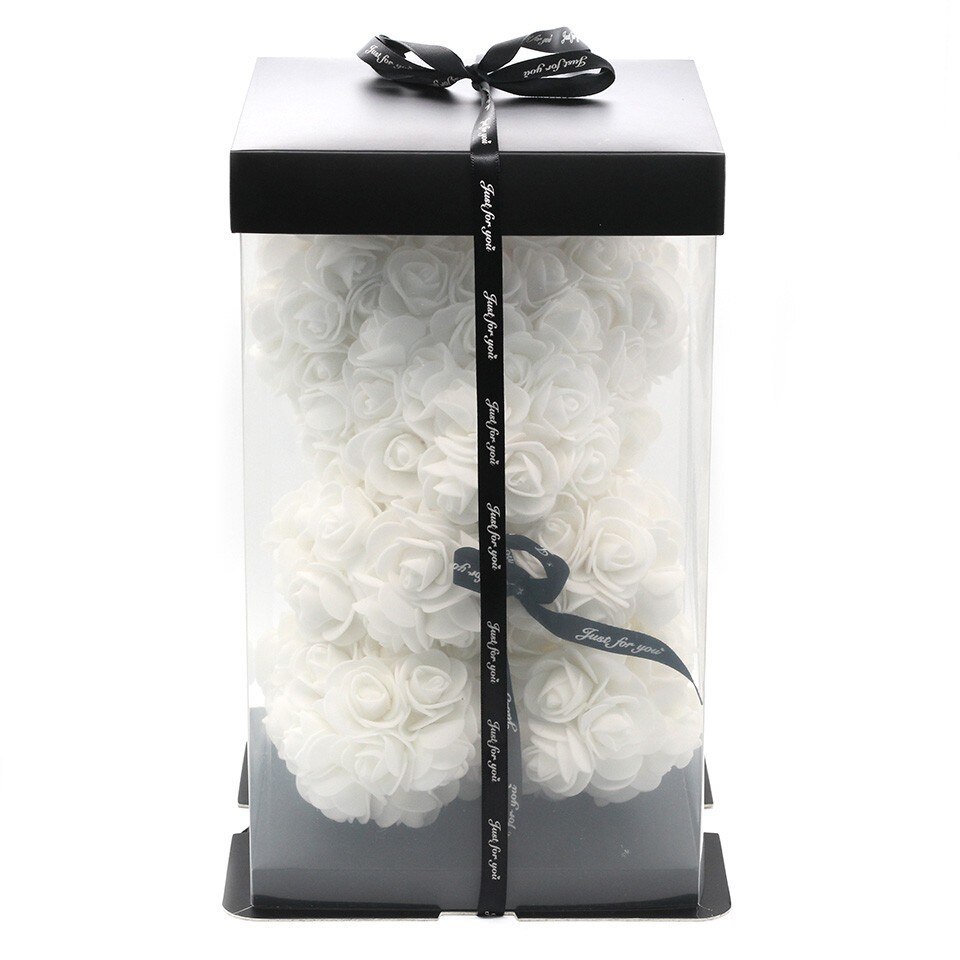 Christmas gift25cm Teddy Rose Flower niedźwiedź pudełko ślubne dekoracje świąteczne walentynki dając dziewczynie truciznę: 25cm whiteBear  box