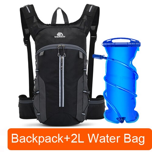 10L Cycling Hydration Bag Sport Reflective Camping Backpack For Bicycle Women Men Bike Outdoor Running Hiking Rucksack: black and add 2L