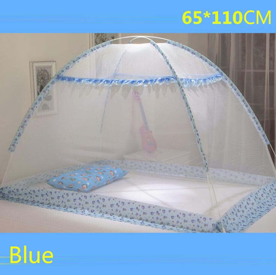 Baby Bed Klamboe Zonder Bodem Anti-Muggen Cover Cartoon Draagbare Pasgeboren Wieg Tent Luifel Yurt Netting Opvouwbare Netten: Blue-65x110cm